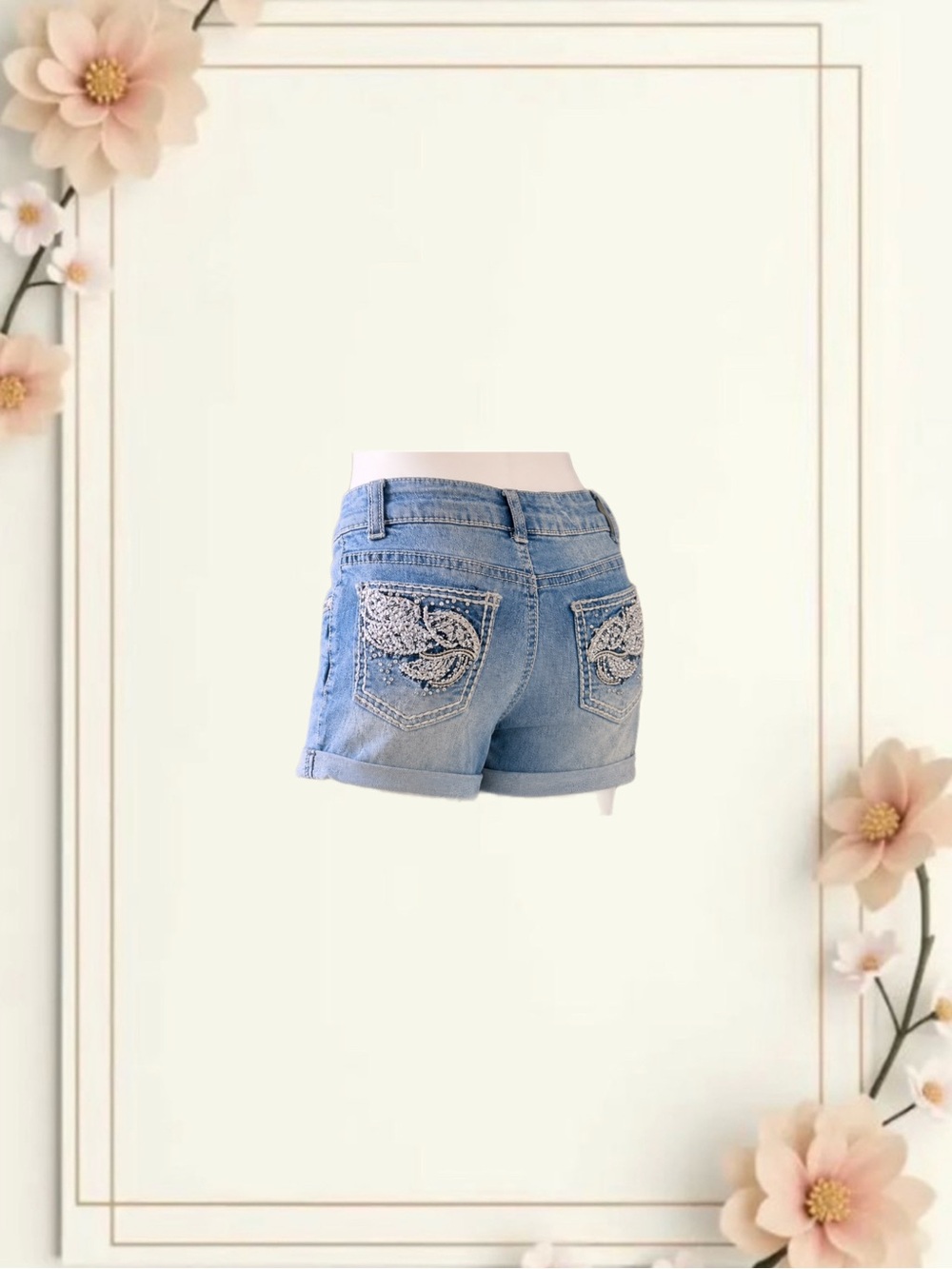 Girls Cuff Denim Shorts
